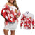 England Rugby Custom Couples Matching Off Shoulder Short Dress and Long Sleeve Button Shirt Crystalised Red Rose