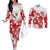 England Rugby Custom Couples Matching Off The Shoulder Long Sleeve Dress and Long Sleeve Button Shirt Crystalised Red Rose