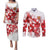 England Rugby Custom Couples Matching Puletasi and Long Sleeve Button Shirt Crystalised Red Rose