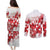 England Rugby Custom Couples Matching Puletasi and Long Sleeve Button Shirt Crystalised Red Rose