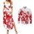 England Rugby Custom Couples Matching Summer Maxi Dress and Long Sleeve Button Shirt Crystalised Red Rose