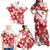 England Rugby Custom Family Matching Off Shoulder Maxi Dress and Hawaiian Shirt Crystalised Red Rose