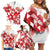 England Rugby Custom Family Matching Off Shoulder Short Dress and Hawaiian Shirt Crystalised Red Rose