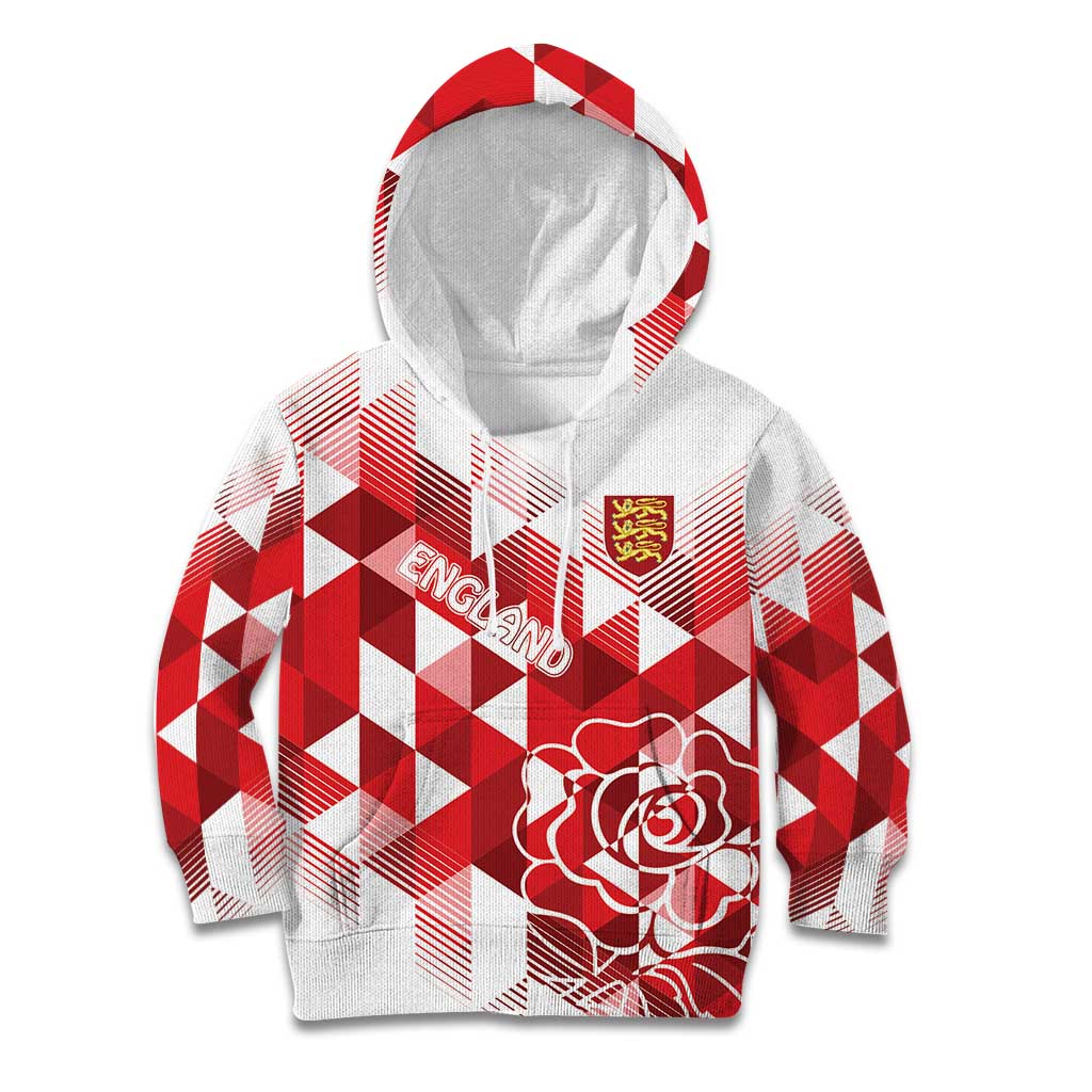 England Rugby Custom Kid Hoodie Crystalised Red Rose - Wonder Print Shop