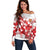 England Rugby Custom Off Shoulder Sweater Crystalised Red Rose - Wonder Print Shop