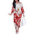 England Rugby Custom Off The Shoulder Long Sleeve Dress Crystalised Red Rose - Wonder Print Shop