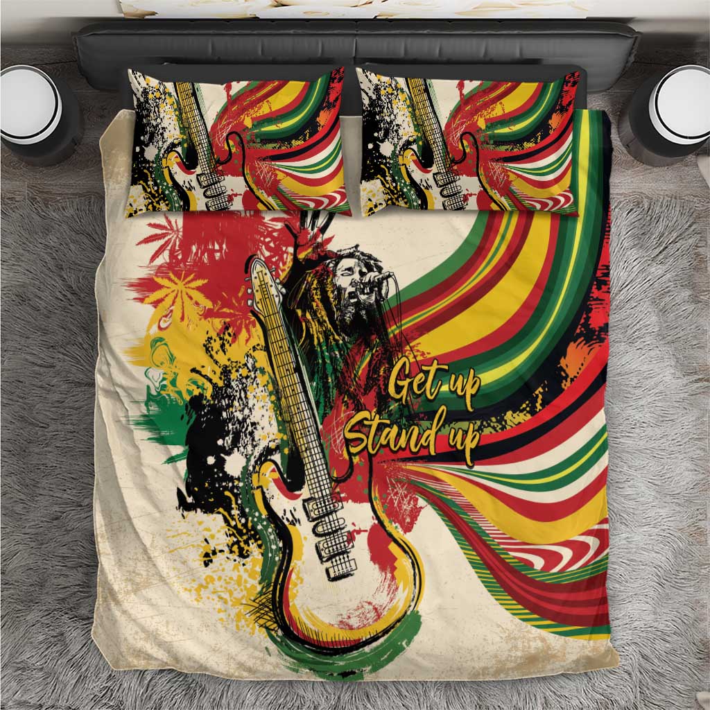 Reggae Soul B.Marley Grungy Bedding Set Get Up Stand Up - Wonder Print Shop