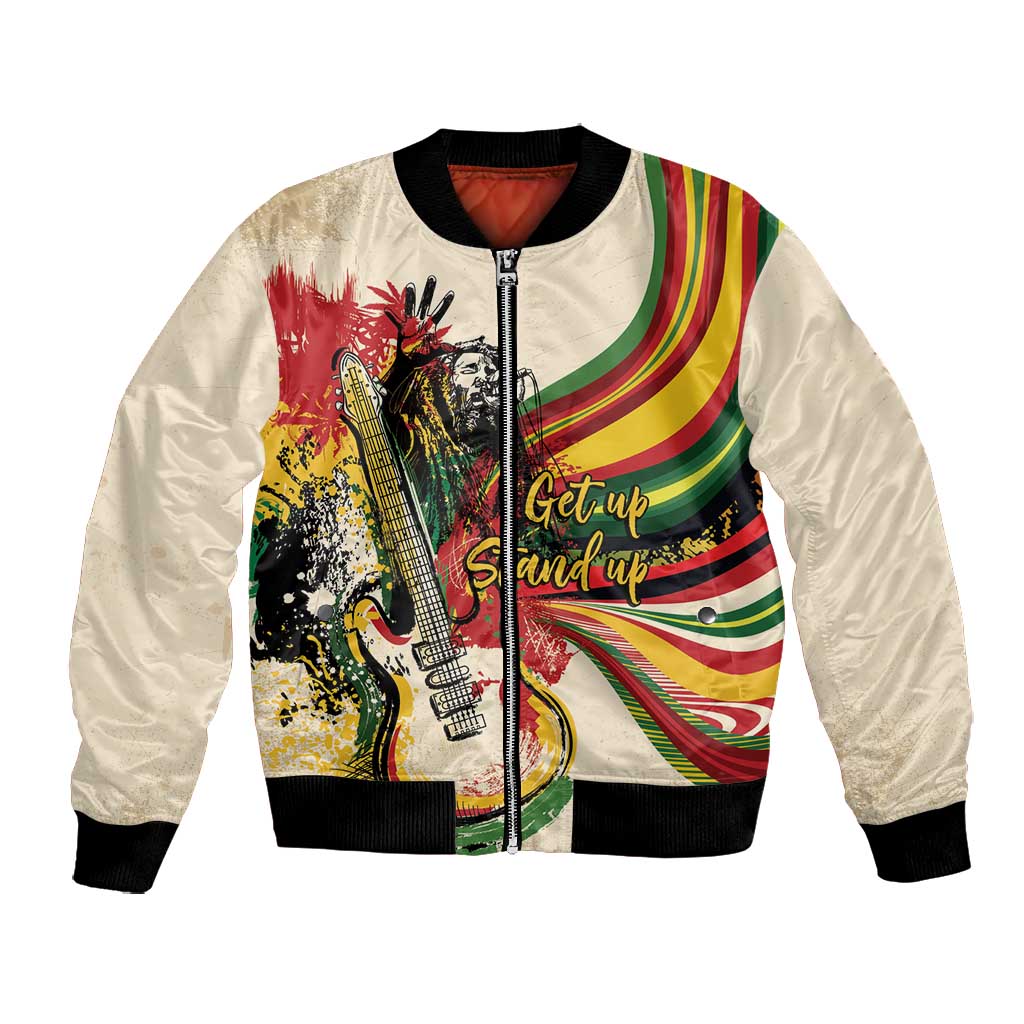 Reggae Soul B.Marley Grungy Bomber Jacket Get Up Stand Up - Wonder Print Shop