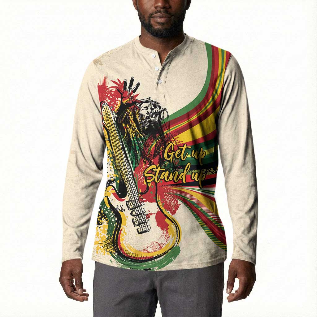 Reggae Soul B.Marley Grungy Button Sweatshirt Get Up Stand Up
