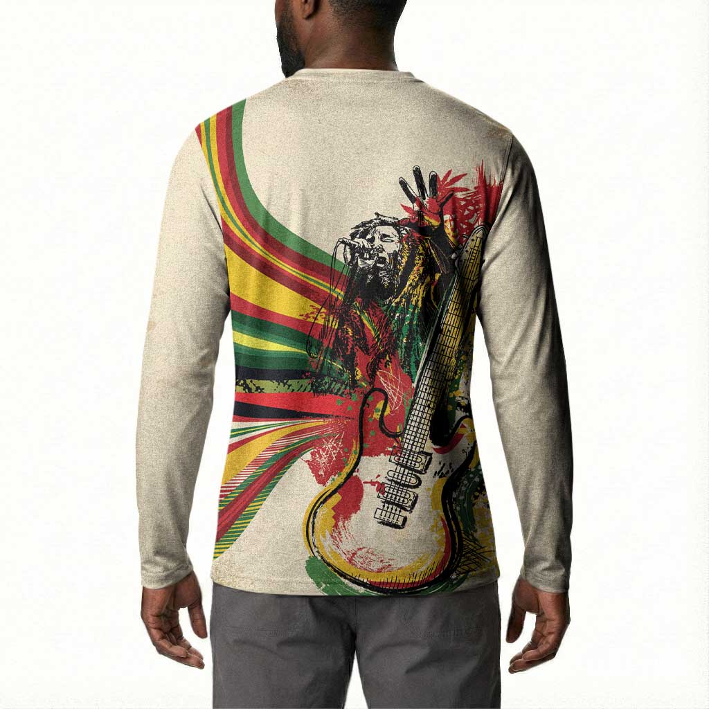 Reggae Soul B.Marley Grungy Button Sweatshirt Get Up Stand Up