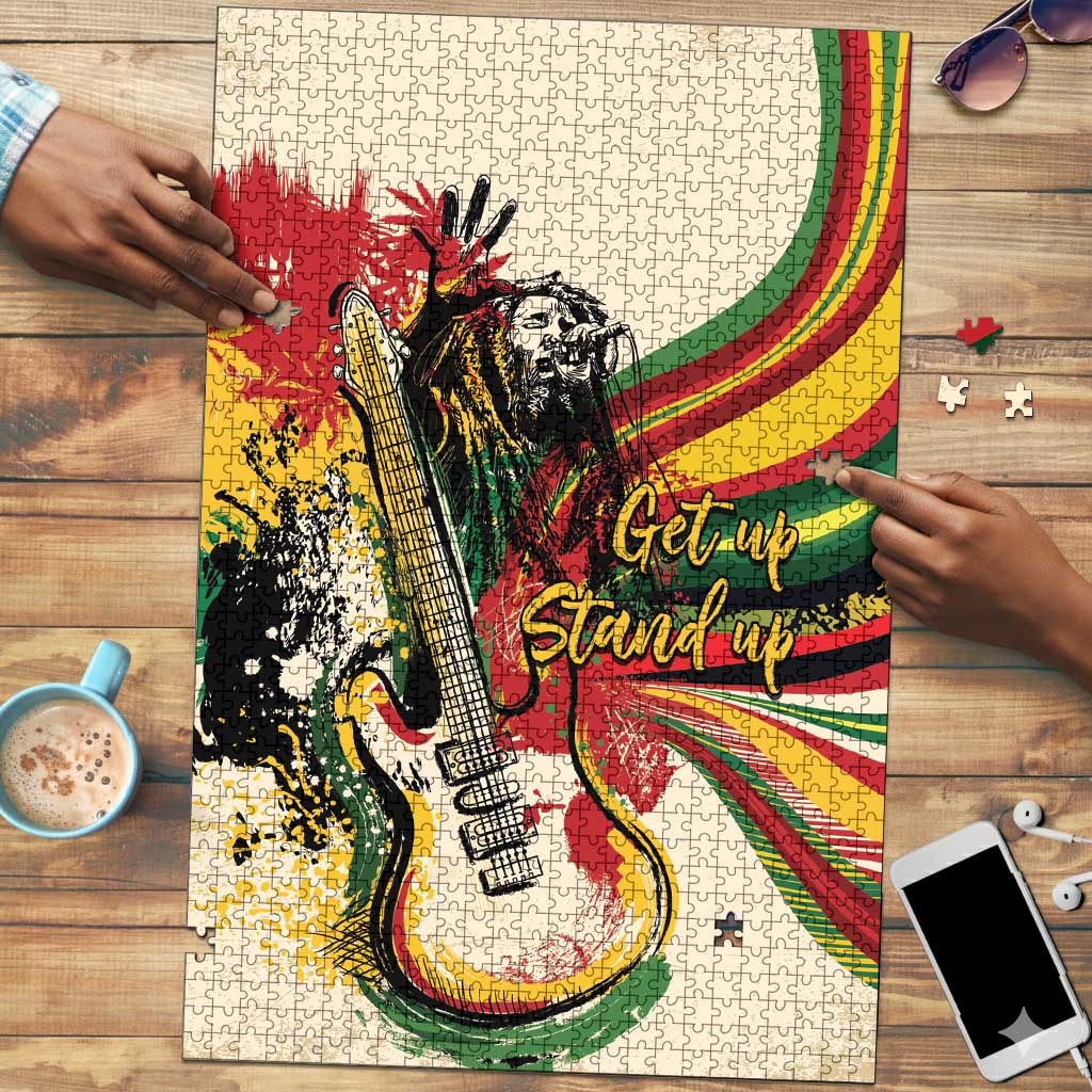 Reggae Soul B.Marley Grungy Puzzle Get Up Stand Up - Wonder Print Shop