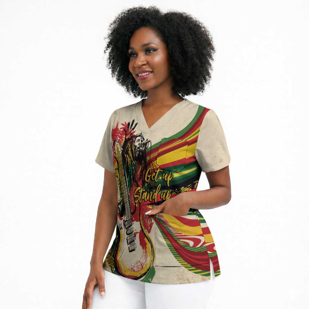 Reggae Soul B.Marley Grungy Scrub Top Get Up Stand Up - Wonder Print Shop