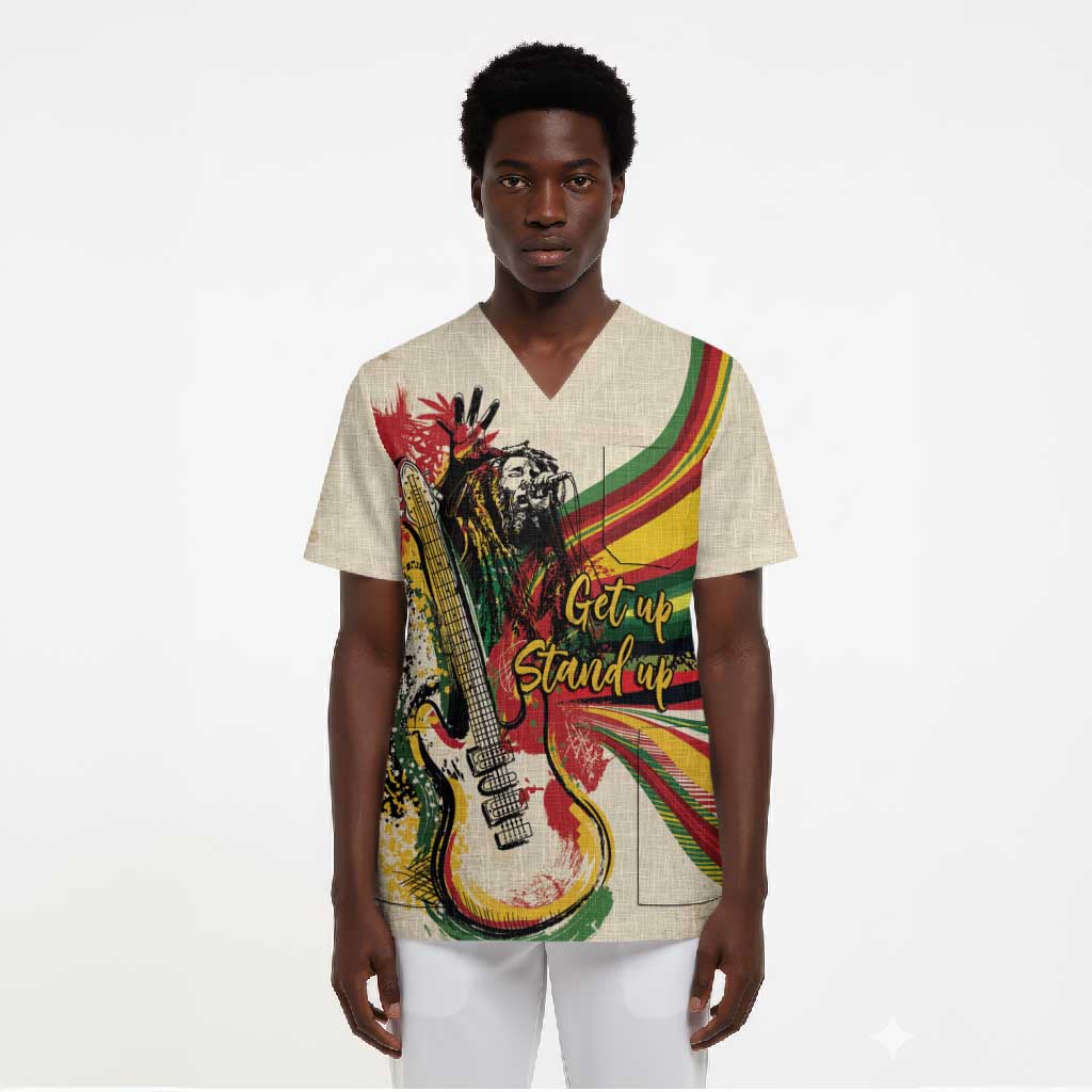 Reggae Soul B.Marley Grungy Scrub Top Get Up Stand Up - Wonder Print Shop