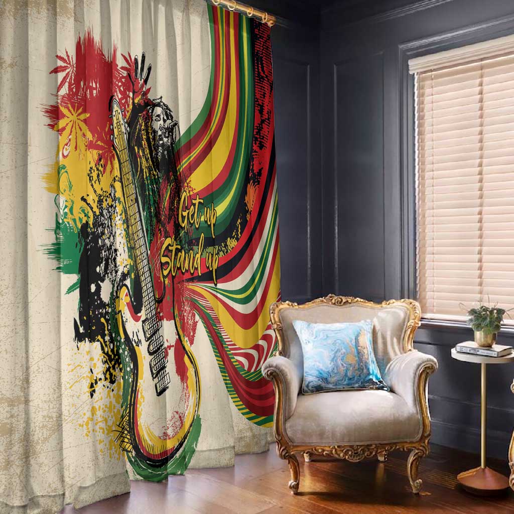 Reggae Soul B.Marley Grungy Window Curtain Get Up Stand Up - Wonder Print Shop