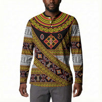 Cameroon Bamenda Toghu Inspired Button Sweatshirt Classic Motifs
