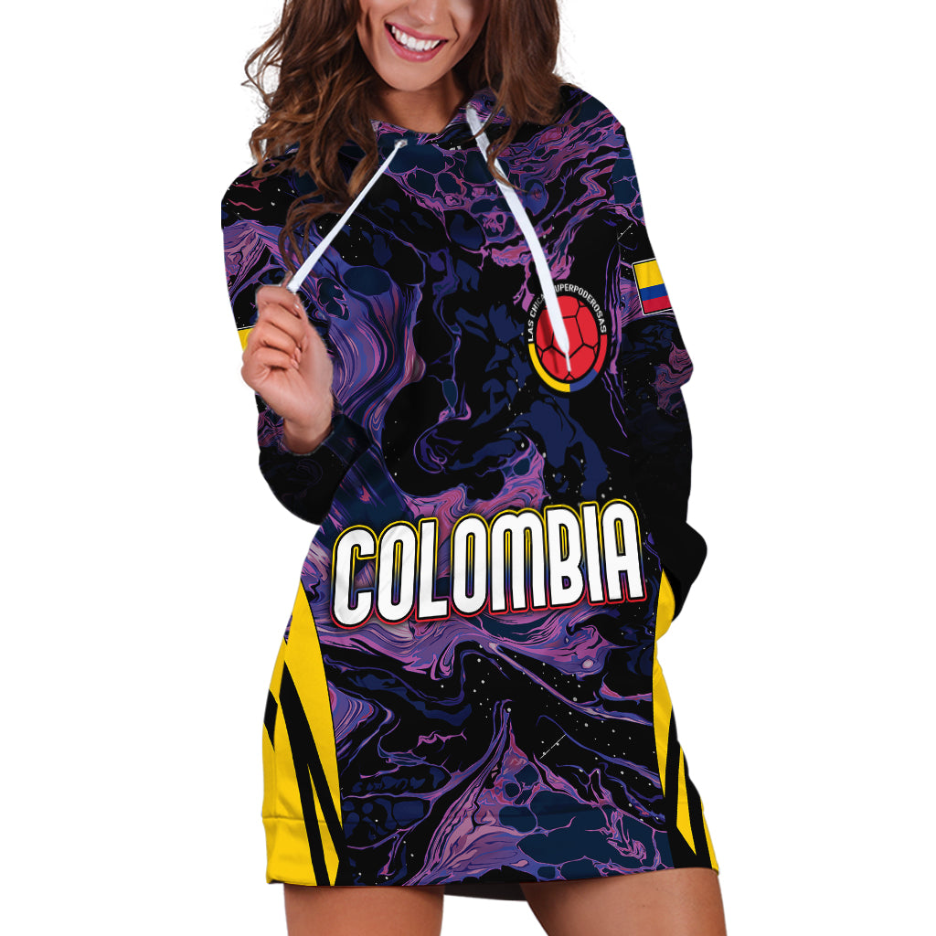 Personalised Colombia Football Hoodie Dress World Cup 2023 Cano Cristales River Style - Wonder Print Shop