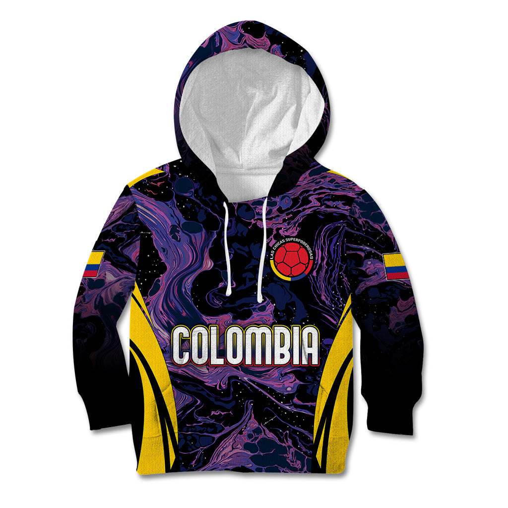 Personalised Colombia Football Kid Hoodie World Cup 2023 Cano Cristales River Style - Wonder Print Shop