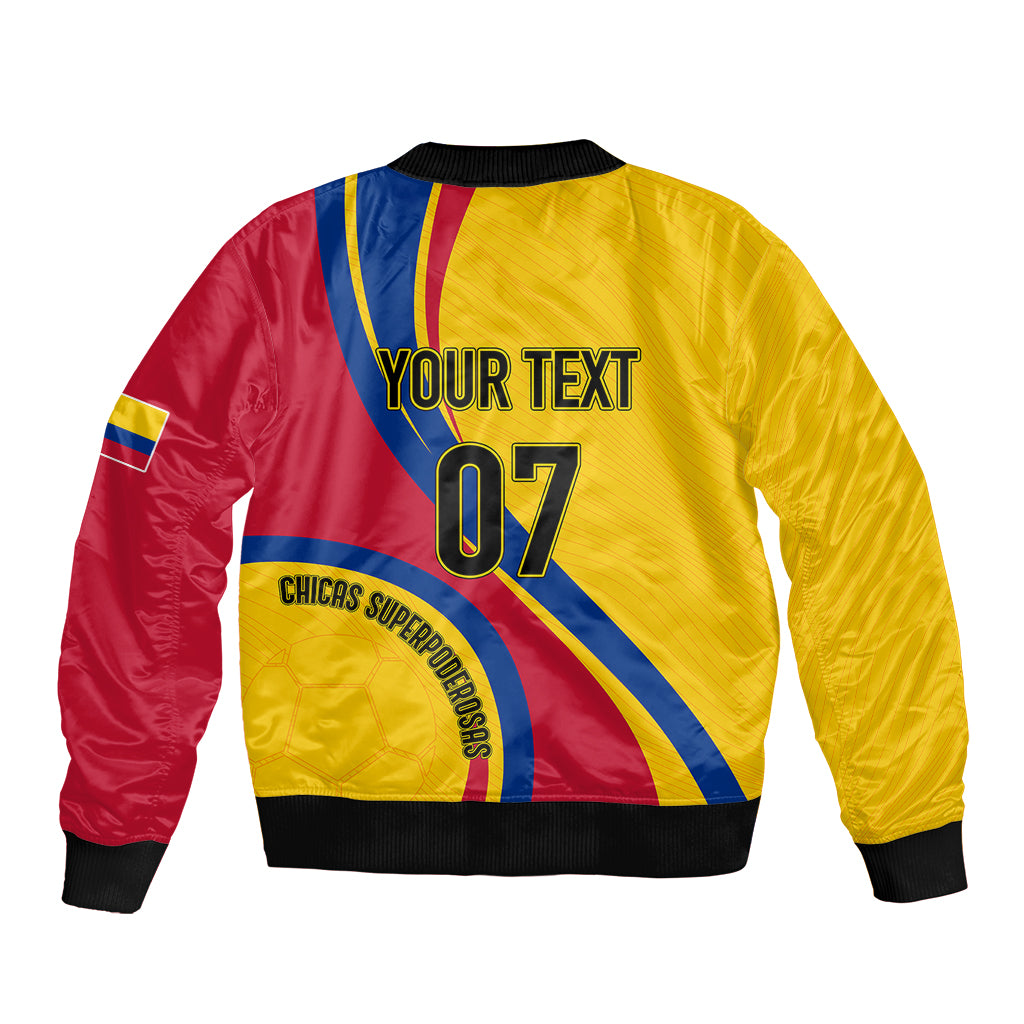 Yellow and red bomber jacket back print with YOUR TEXT and number 07, black rib trim