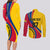 Personalised Colombia Football Couples Matching Long Sleeve Bodycon Dress and Long Sleeve Button Shirts World Cup 2023 Chicas Superpoderosas LT7 - Wonder Print Shop