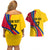 Personalised Colombia Football Couples Matching Off Shoulder Short Dress and Hawaiian Shirt World Cup 2023 Chicas Superpoderosas LT7 - Wonder Print Shop