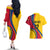 Personalised Colombia Football Couples Matching Off The Shoulder Long Sleeve Dress and Hawaiian Shirt World Cup 2023 Chicas Superpoderosas LT7 - Wonder Print Shop