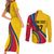 Personalised Colombia Football Couples Matching Short Sleeve Bodycon Dress and Long Sleeve Button Shirts World Cup 2023 Chicas Superpoderosas LT7 - Wonder Print Shop