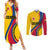 Personalised Colombia Football Couples Matching Summer Maxi Dress and Long Sleeve Button Shirts World Cup 2023 Chicas Superpoderosas LT7 - Wonder Print Shop