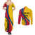 Personalised Colombia Football Couples Matching Summer Maxi Dress and Long Sleeve Button Shirts World Cup 2023 Chicas Superpoderosas LT7 - Wonder Print Shop