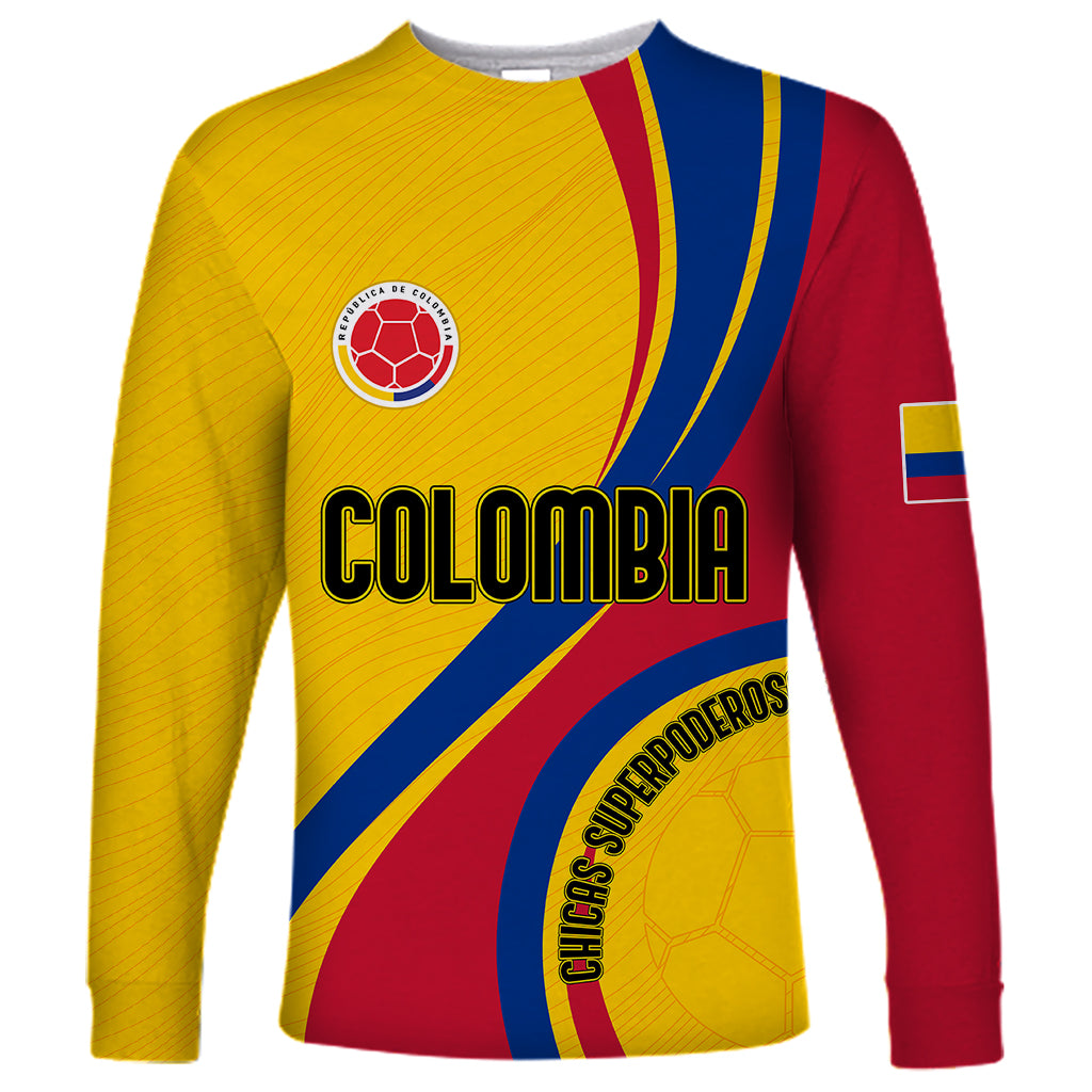 Personalised Colombia Football Long Sleeve Shirt World Cup 2023 Chicas Superpoderosas - Wonder Print Shop