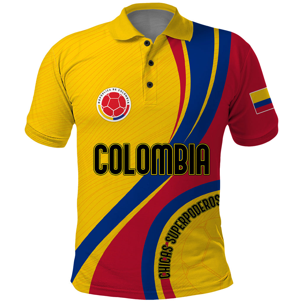 Personalised Colombia Football Polo Shirt World Cup 2023 Chicas Superpoderosas - Wonder Print Shop