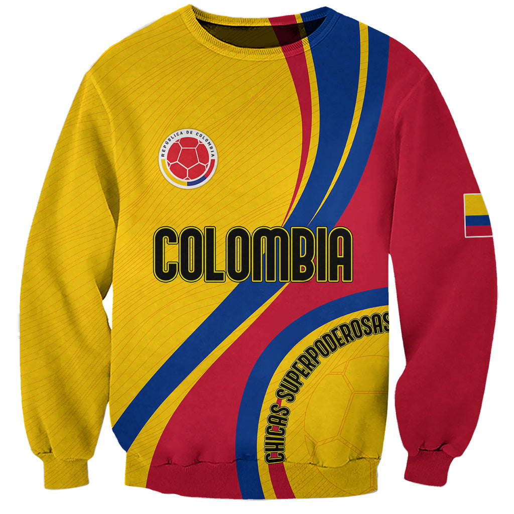 Yellow/red/blue Colombia football sweatshirt with front badge and Colombia logo
