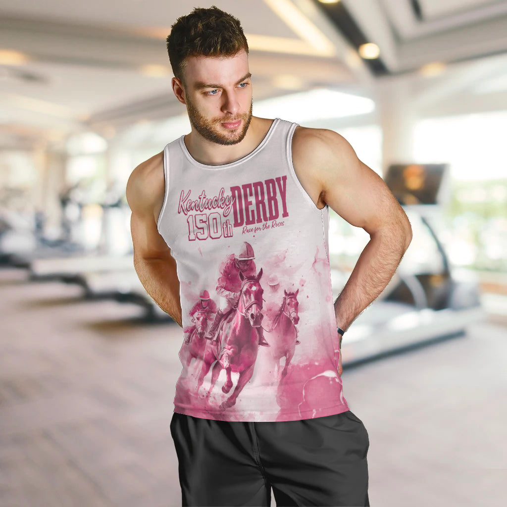 Personalised Kentucky Horse Racing Men Tank Top 150th Anniversary - Pink Out - Wonder Print Shop