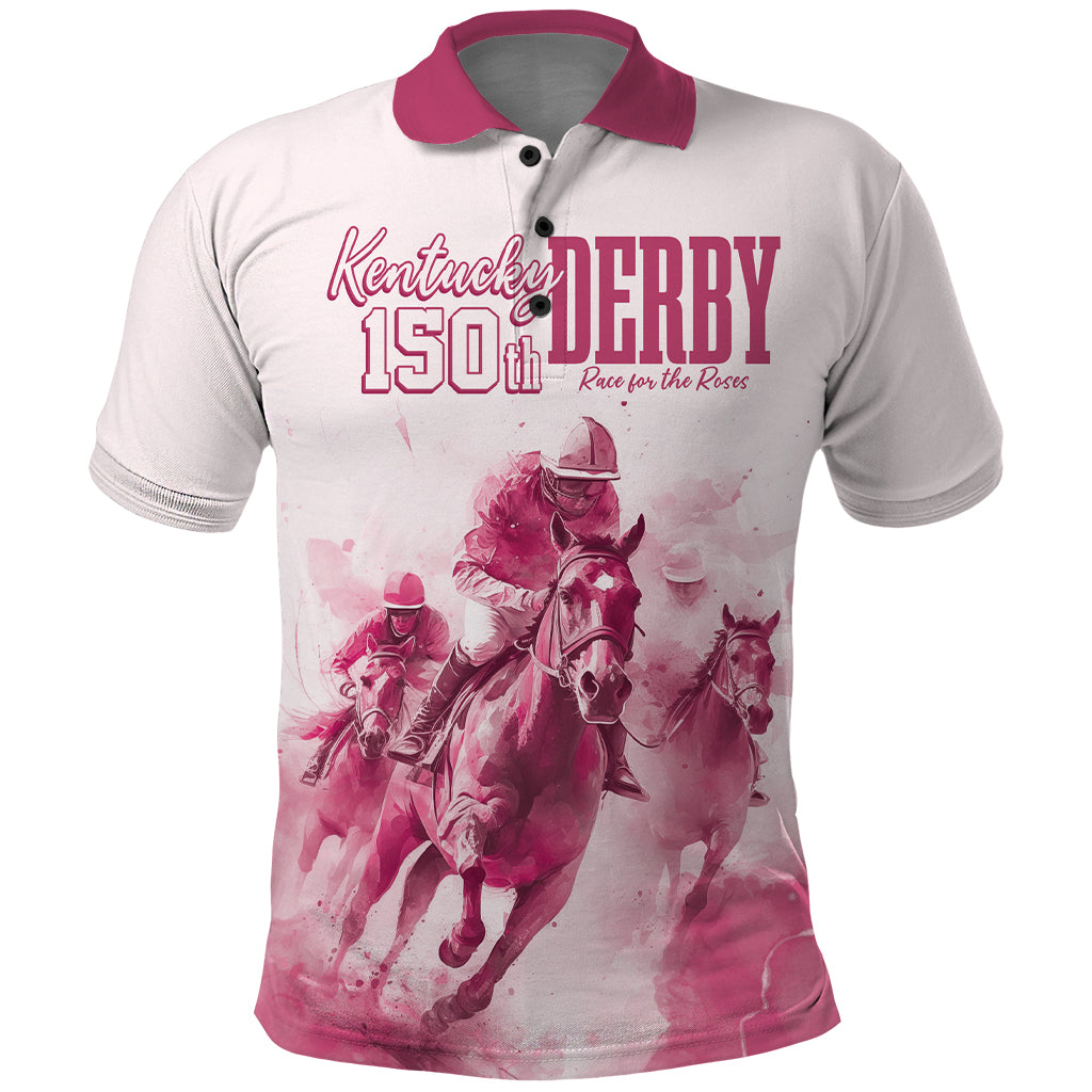 Personalised Kentucky Horse Racing Polo Shirt 150th Anniversary - Pink Out - Wonder Print Shop