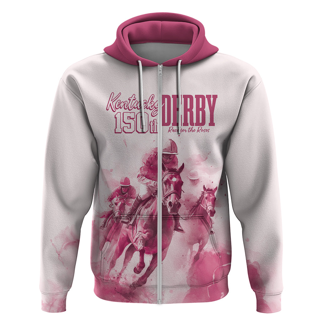 Personalised Kentucky Horse Racing Zip Hoodie 150th Anniversary - Pink Out - Wonder Print Shop