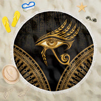 Ancient Egypt Eye of Horus Beach Blanket Gold Intricate Feathers