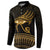 Ancient Egypt Eye of Horus Button Sweatshirt Gold Intricate Feathers