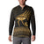 Ancient Egypt Eye of Horus Button Sweatshirt Gold Intricate Feathers