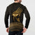 Ancient Egypt Eye of Horus Button Sweatshirt Gold Intricate Feathers