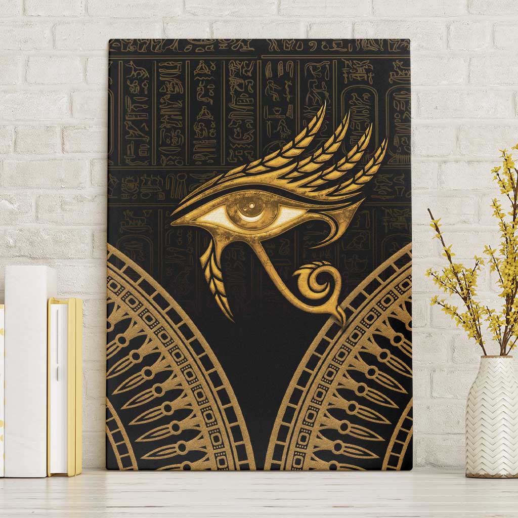 Ancient Egypt Eye of Horus Canvas Wall Art Gold Intricate Feathers