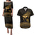 Ancient Egypt Eye of Horus Couples Matching Puletasi and Hawaiian Shirt Gold Intricate Feathers