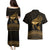 Ancient Egypt Eye of Horus Couples Matching Puletasi and Hawaiian Shirt Gold Intricate Feathers