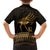 Ancient Egypt Eye of Horus Family Matching Long Sleeve Bodycon Dress and Hawaiian Shirt Gold Intricate Feathers