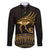 Ancient Egypt Eye of Horus Family Matching Long Sleeve Bodycon Dress and Hawaiian Shirt Gold Intricate Feathers