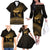 Ancient Egypt Eye of Horus Family Matching Off The Shoulder Long Sleeve Dress and Hawaiian Shirt Gold Intricate Feathers