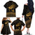 Ancient Egypt Eye of Horus Family Matching Off The Shoulder Long Sleeve Dress and Hawaiian Shirt Gold Intricate Feathers