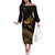 Ancient Egypt Eye of Horus Family Matching Off The Shoulder Long Sleeve Dress and Hawaiian Shirt Gold Intricate Feathers