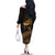 Ancient Egypt Eye of Horus Family Matching Off The Shoulder Long Sleeve Dress and Hawaiian Shirt Gold Intricate Feathers