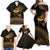 Ancient Egypt Eye of Horus Family Matching Off Shoulder Maxi Dress and Hawaiian Shirt Gold Intricate Feathers