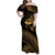 Ancient Egypt Eye of Horus Family Matching Off Shoulder Maxi Dress and Hawaiian Shirt Gold Intricate Feathers