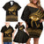 Ancient Egypt Eye of Horus Family Matching Off Shoulder Short Dress and Hawaiian Shirt Gold Intricate Feathers